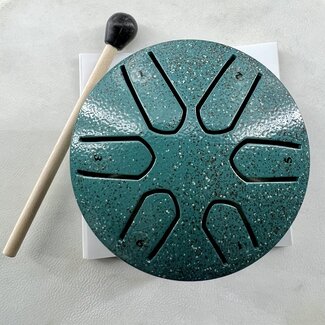 6 Tone Steel Tongue 3" Teal Green Drum - Mini Hand Pan Stricker Handpan Hapi Happy Tank Panda Percussion Musical Instrument