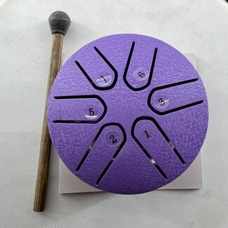 6 Tone Steel Tongue 3" Purple Drum - Mini Hand Pan Stricker Handpan Hapi Happy Tank Panda Percussion Musical Instrument