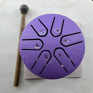 6 Tone Steel Tongue 3" (Purple Lavender) Drum - Mini Hand Pan Stricker Handpan Hapi Happy Rain Tank Panda Percussion Musical Instrument