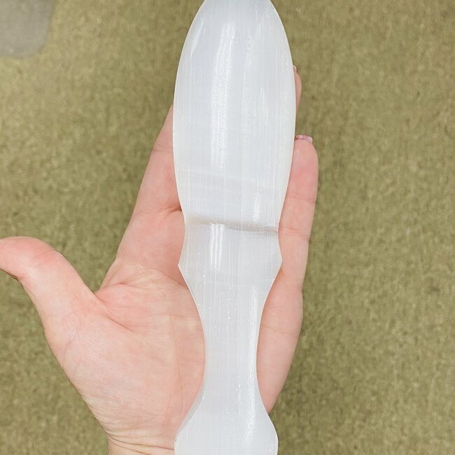 Selenite (Satin Spar Gypsum) Knife Dagger Small - 8" Cord Cutting (Pointed)