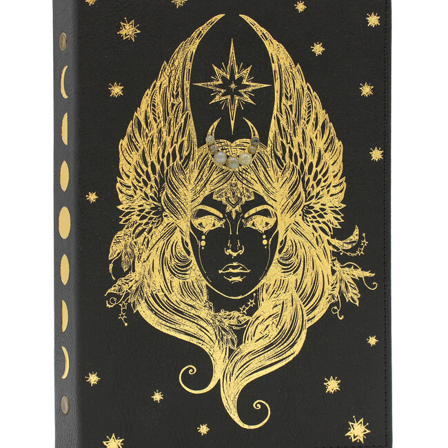 Leather Journal/Notebook - Black & Gold Angel