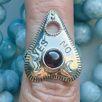 Garnet Ring - Size 6 Planchette Sterling Silver - Ouija