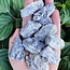 Purple Fluorite on Barite after Laumentite (Pseudomorph) - Rough Raw Natural