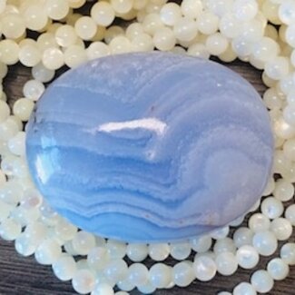 Blue Lace Agate (AAA Grade) - Palm Pillow Pocket Stone