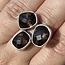 Smoky Quartz Ring -Faceted Adjustable 3 Stone - Sterling Silver