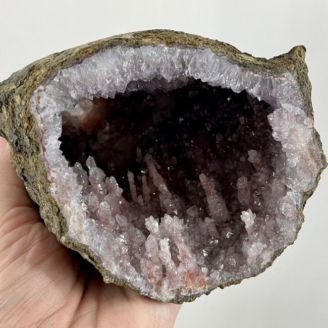 Amethyst Geode Specimen (Pair) - Stalactite with Red Hematite Inclusions - Rough Raw Natural