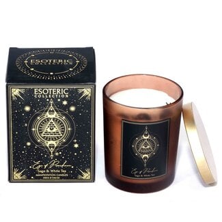 Eye of Providence Candle - Sage & White Tea - Black Obsidian - Scented Manifestation Esotaric Collection Soy 7oz Glass
