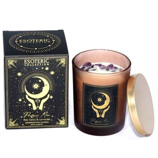 Purifying Moon Candle w/ Crystals, Lavender & Palo Santo Infused - Scented Manifestation Candle