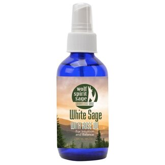 White Sage & Rose Oil Smudge Spray 4 oz - Clear Quartz & Rose Quartz Crystal Infused Room Spray