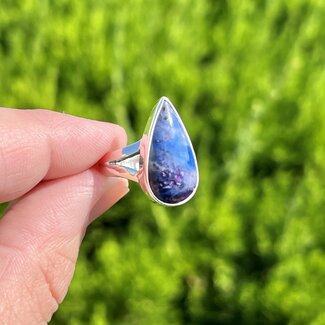 Bustamite & Sugilite Ring - Size 5 Teardrop Pear - Sterling Silver
