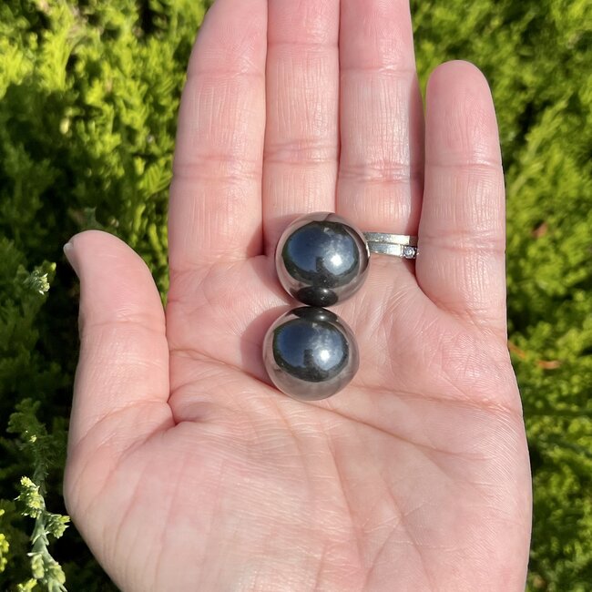 Magnetic Hematite Sphere Orb (Set of 2) - 20mm