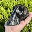 Black Tourmaline with Chrysocolla Skull  - Large Specimen