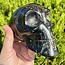 Black Tourmaline with Chrysocolla Skull  - Large