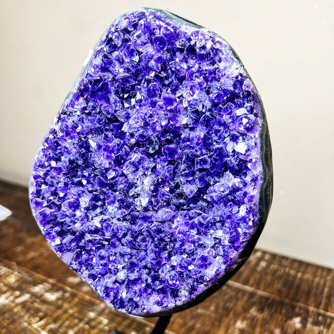 Amethyst Druzy Cluster Specimen on Metal Pin Stand - 11"