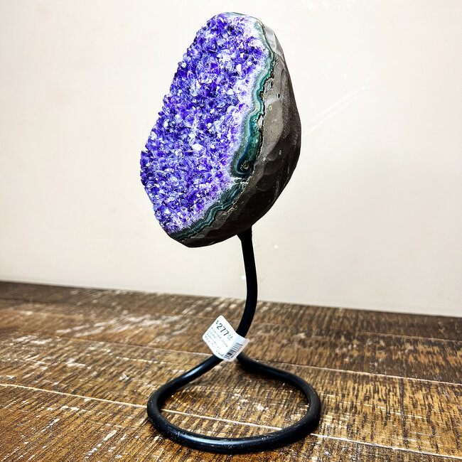 Amethyst Druzy Cluster Specimen on Metal Pin Stand - 11"