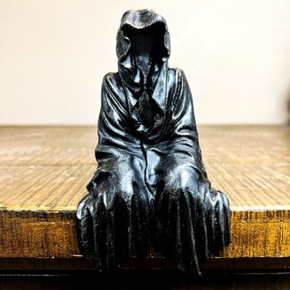 Grim Reaper Sitting Statue - Small  3-4" - Death Carving, Reaper Sculpture, Home Decor