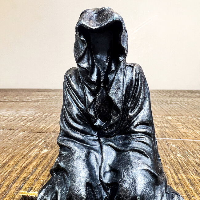 Grim Reaper Sitting Statue - Small  3-4" - Death Carving, Reaper Sculpture, Home Decor