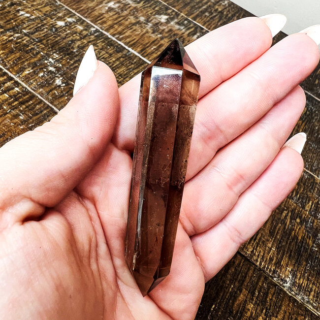 Smoky (Smokey) Quartz Double Terminated DT Point - Medium 3" (AA Grade) Grid