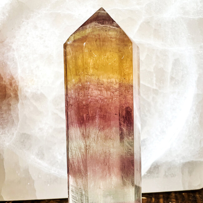 Candy Light Rainbow Fluorite Tower Point Generator - Medium 3-4"