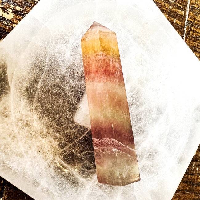 Candy Light Rainbow Fluorite Tower Point Generator - Medium 3-4"