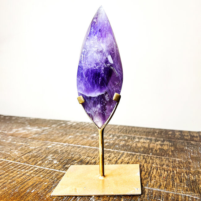 Amethyst Flame on Gold Stand Pin 9" Large