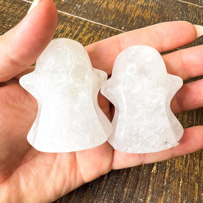 Clear Quartz Ghosts 2" - Figurine Carving