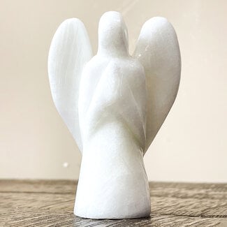 White Alabaster Angel - Medium 4" - Figurine Carving