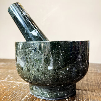 Black Marble Onyx Mortar & Pestle Set - XL (6"x4")