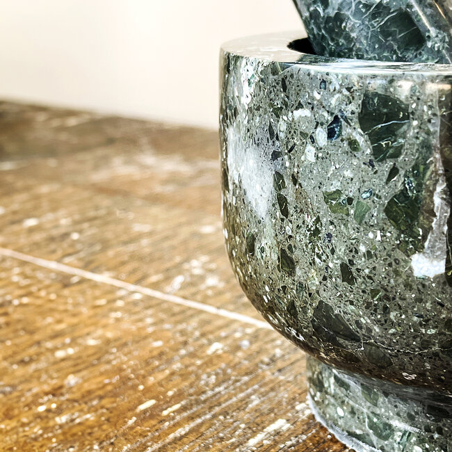 Black Marble Onyx Mortar & Pestle Set - XL (6"x4")