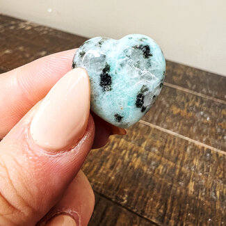 Kiwi Jasper (Amazon River Stone Sesame) Hearts Mini Carving