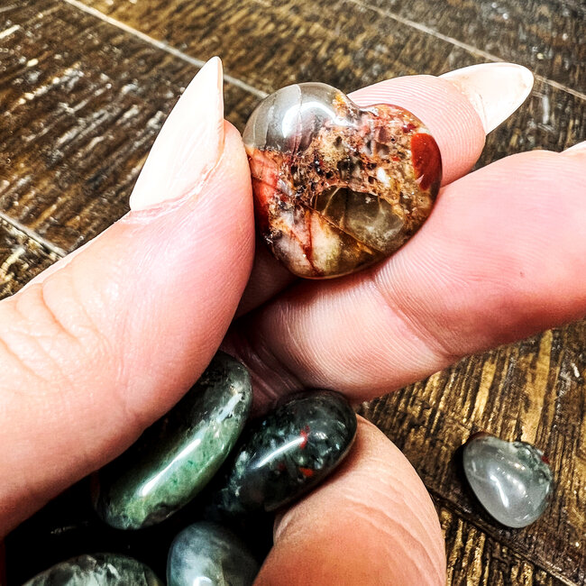 Bloodstone (Seftonite Heliotrope) Hearts Mini