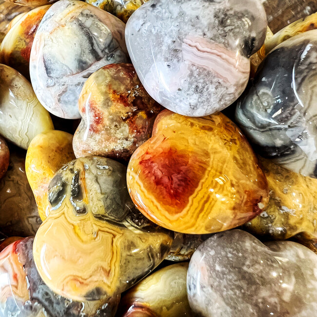 Crazy Lace Agate Hearts Mini