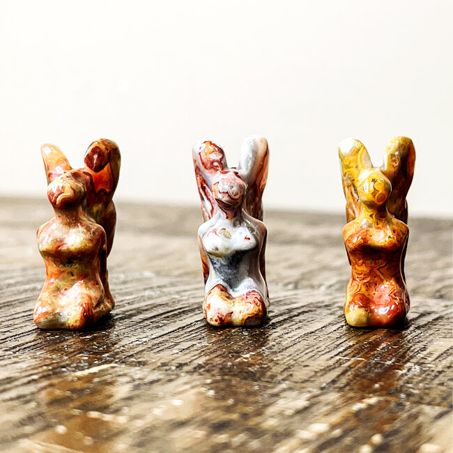 Crazy Lace Agate Fairy Faries - Mini 1" Figurine Carving