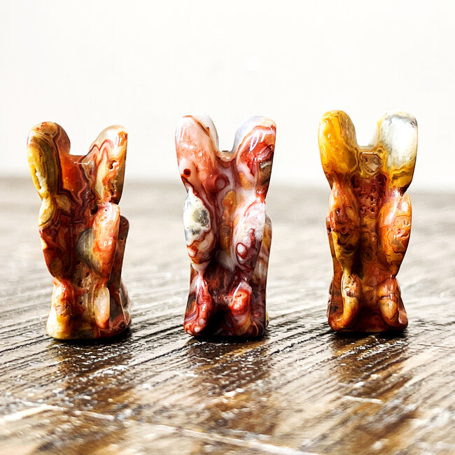 Crazy Lace Agate Fairy Faries - Mini 1" Figurine Carving