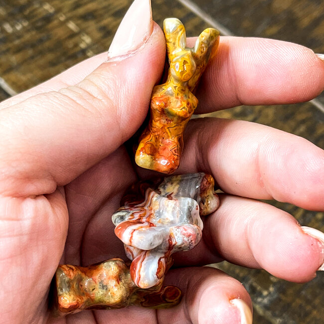 Crazy Lace Agate Fairy Faries - Mini 1" Figurine Carving