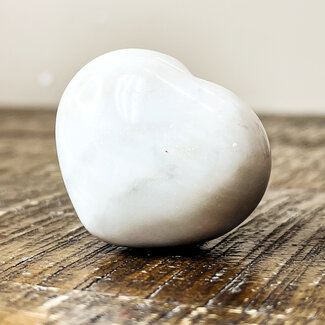 Ivory (White) Jade Puffy Hearts - Medium