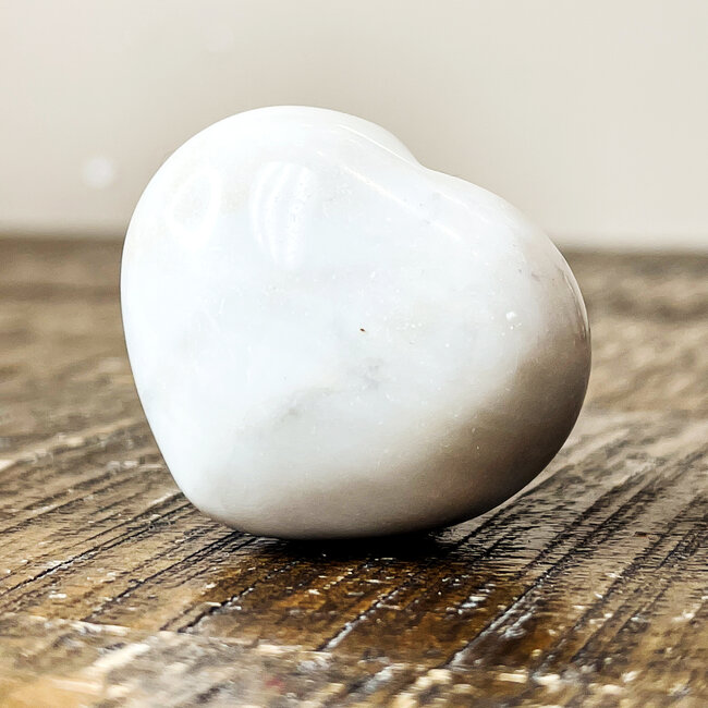 Ivory (White) Jade Puffy Hearts - Medium