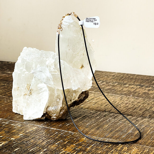 Wax Cord Rope Necklace - Black Adjustable Choker with Gold Plated Claw Clasp - (14"-18")