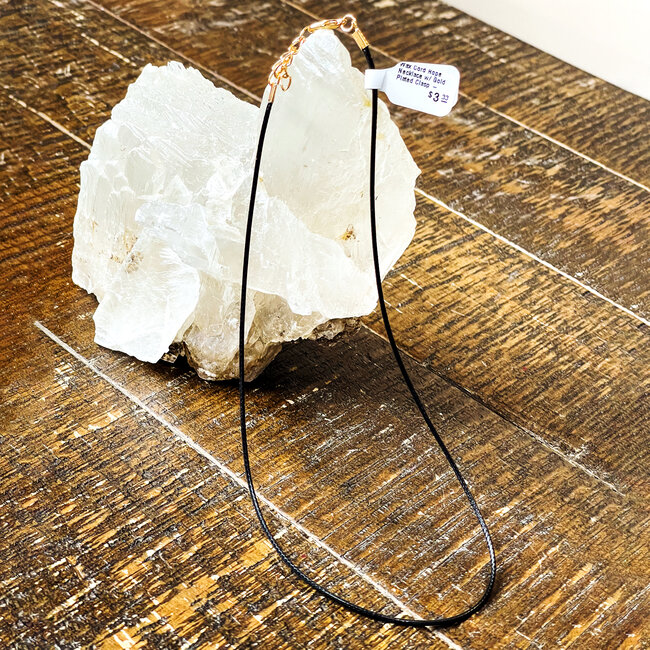 Wax Cord Rope Necklace - Black Adjustable Choker with Gold Plated Claw Clasp - (14"-18")