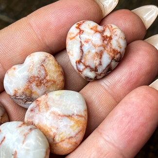 Red Vein Network (Spiderweb) Jasper Hearts Mini