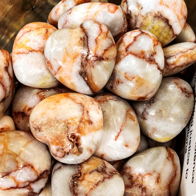 Red Vein Network Jasper Hearts Mini