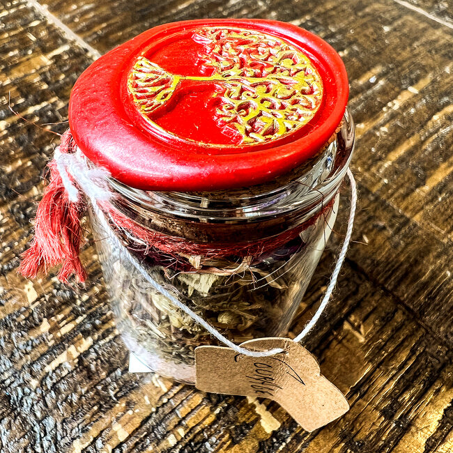 Glass Crystal & Herb Spell Intention Jar - Small 2" - Courage
