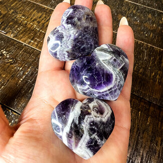 Chevron Amethyst Hearts - Medium