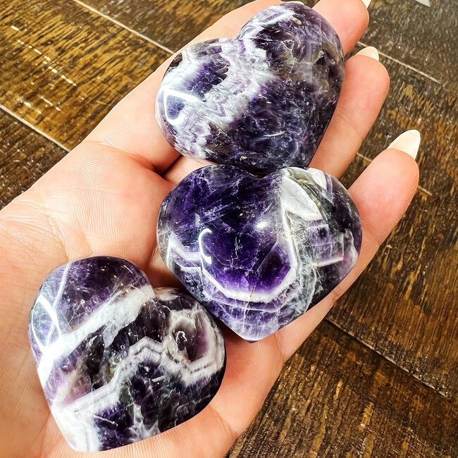 Chevron (Dream) Amethyst Hearts - Medium