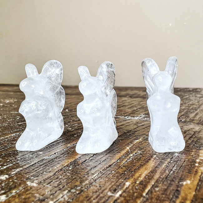 Clear (Crystal) Quartz Fairy Faries - Mini 1" Figurine Carving