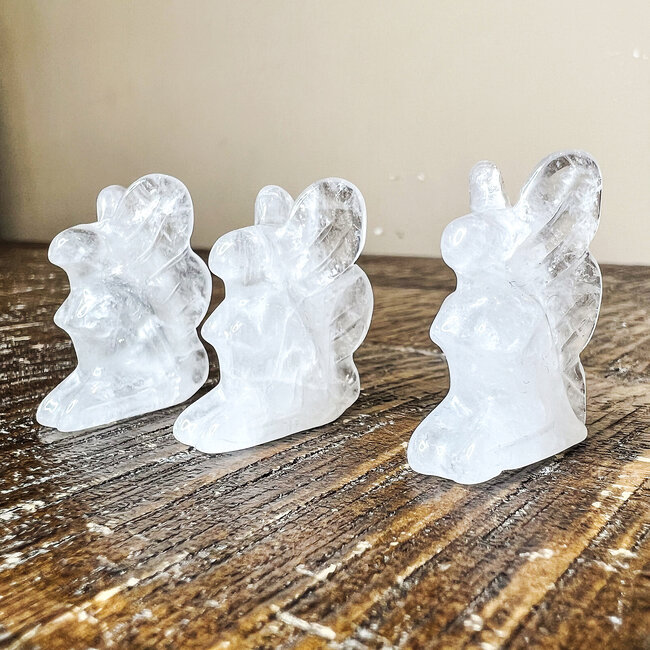 Clear (Crystal) Quartz Fairy Faries - Mini 1" Figurine Carving