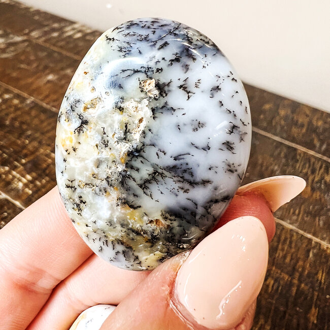 White Dendritic (Dendrite) Palm Pillow Stones