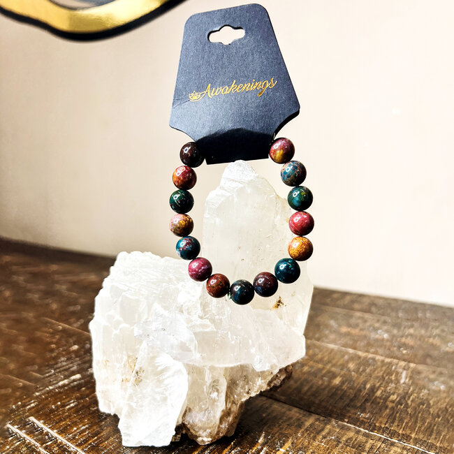 Ocean (Sea Sediment) Jasper Bracelets - 10 - 12mm Beaded Elastic Cord