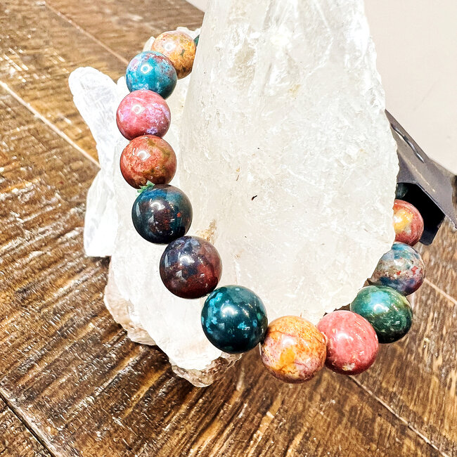 Ocean (Sea Sediment) Jasper Bracelets - 10 - 12mm Beaded Elastic Cord