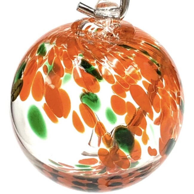 Witch Ball - Orange with Green Spots - 5"
